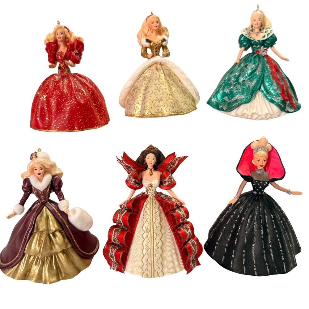 Hallmark Keepsake Holiday Barbie Ornament Set 1993-1998 Lot of 6 Vintage 90s